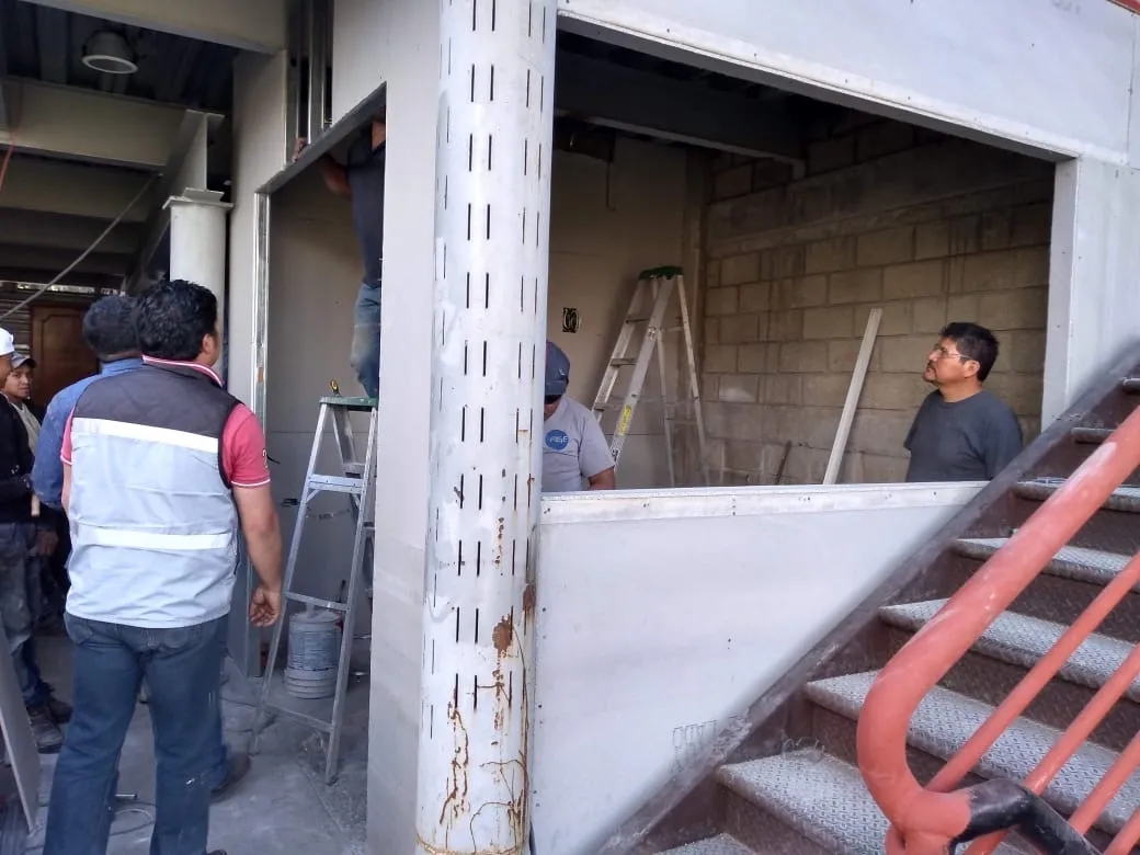 Obra de la barbería en proceso
